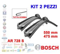 KIT 2 SPAZZOLE TERGICRISTALLO GOMMA BOSCH 3397118904 AEROTWIN 55 47,5 CM AR728S