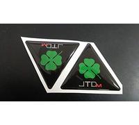 KIt 2 STICKERS ADESIVI 3D RESINATI COMPATIBILE CON ALFA ROMEO QUADRIFOGLIO JTDM A-148 (Verde, 9 cm)