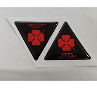 KIt 2 STICKERS ADESIVI 3D RESINATI COMPATIBILI CON ALFA ROMEO QUADRIFOGLIO CROMATO JTDM (Rosso, 6 cm) JTDM-CR