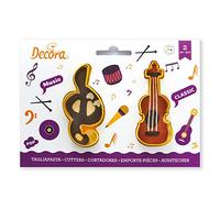 Kit 2 TAGLIAPASTA Musica Classica a Forma di Chiave di Violino e Violoncello - formine Taglia Biscotti per Creare Fantastici Dolci e decori Torte - Ideale per Decorazioni in Pasta di Zucchero