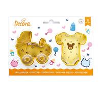 Kit 2 TAGLIAPASTA Nascita Bebe Baby a Forma di Tutina Body e Carrozina - formine Taglia Biscotti per Creare Fantastici Dolci e decori Torte - Ideale per Decorazioni in Pasta di Zucchero