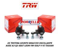 KIT 2 TESTINE BRACCIO OSCILLANTE ANT SX DX AUDI A3 Q3 VW GOLF V VI TIGUAN TOURAN