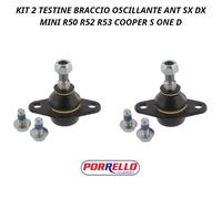 KIT 2 TESTINE BRACCIO OSCILLANTE ANT SX DX MINI R50 R52 R53 COOPER S ONE D