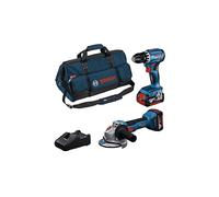 KIT 2 UTENSILI, TRAPANO AVVITATORE A BATTERIA E SMERIGLIATRICE ANGOLARE A BATTERIA BOSCH 2 Utensili 18V GSR+GWS+2x4Ah+GAL - Blu, 25x25x20cm, 2x4Ah, 48min di carica