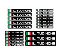 Kit 20 Adesivi con Nome Personalizzato Auto, Moto, Biciclette, Scooter Elettrici Etichette Impermeabili Stickers con Bandiere