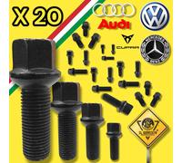 Kit 20 Bulloni Neri x Cerchi in Lega 14 x 1,5 x 28 Compatibile con Audi Q2 Q3 Q5