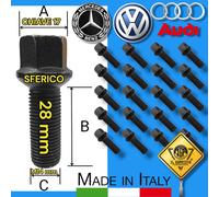 KIT 20 Bulloni Ruota M14 x 1,5 x 28 Compatibile con T-roc Tiguan Touran Eos Golf