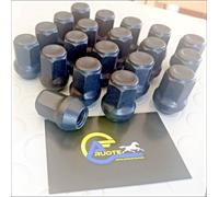 KIT 20 DADI CORPO UNICO 12x1,5x34 CONICI 60 CHIAVE 19 X FORD VOLVO NERI ZINCATI