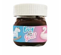 KIT 20 Etichette in Vinile Personalizzate per Crema di Cioccolato - Boy or Girl - Etichetta Personalizzata per matrimonio compleanno o eventi (Etichetta per baratto lo da 1kg (87x180 mm))