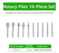 Kit 20 Lime Rotative per Intaglio e per scultura Kit 20 Lime(10 pcs pack) | Acciaio HSS , gambo 3mm, compatibile trapani, intaglio plastica metalli morbidi