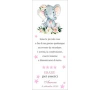 KIT 20 Segnaposto Segnalibro battesimo compleanno PERSONALIZZATO - elefantino