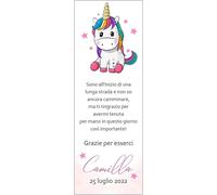 KIT 20 Segnaposto Segnalibro battesimo compleanno PERSONALIZZATO - UNICORNO