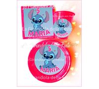 KIT 24 PIATTI BICCHIERI LILO STITCH NOME Festa Party Tavola ADDOBBI Disney Ohana
