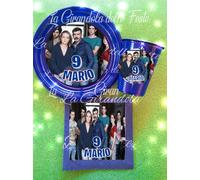 KIT 24 PIATTI BICCHIERI MARE FUORI NOME Festa Party Tavola ADDOBBI SERIE