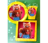 KIT 24 PIATTI BICCHIERI TOVAGLIOLI RED TURNING NOME Festa Tavola ADDOBBI DISNEY