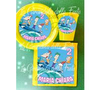 KIT 24 PIATTI phineas and ferb BICCHIERI personalizzati Festa Party Tavola