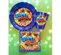 KIT 24PZ PIATTI BICCHIERI Super Zing PERSONALIZZATI Festa Party Tavola ADDOB