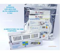 KIT 2835 STRISCIA LED 5 MT IP20 STRIP LUCE LED CON ALIMENTATORE 12V 10A V-TAC [EEK: A+]