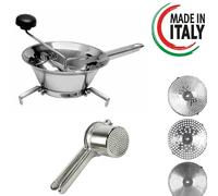 Kit 2pz Passa Verdure Acciaio inox 18/10 e Schiacciapatate Inox 24cm Made in ita