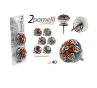 KIT 2PZ POMELLI MOBILI CASSETTI POMELLO IN CERAMICA 40MM DECORI ASSORTITI 843020