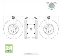Kit 2x dischi freno JParts Anteriore per BMW 6 E64 650 635 E63 5 E61 550 535 flo