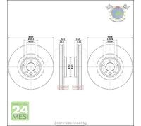 Kit 2x dischi freno JParts Anteriore per JAGUAR E-PACE LAND ROVER RANGE EVOQ gad