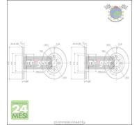 Kit 2x dischi freno Maxgear Anteriore per DAIHATSU CHARADE TOYOTA YARIS