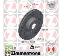 Kit 2x dischi freno Zimmermann BLACK Z Anteriore per AUDI A6 #ca