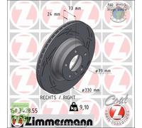 Kit 2x dischi freno Zimmermann BLACK Z Anteriore per BMW X1 E84 xDrive 3 E93 #dh