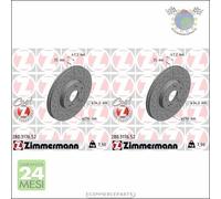 Kit 2x dischi freno Zimmermann SPORTIVO COAT Z Anteriore per HONDA ACCORD VIII
