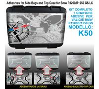 Kit 3 Adesivi per valigie vario BMW R1200 R1250GS Globo Grigio bags stickers K50