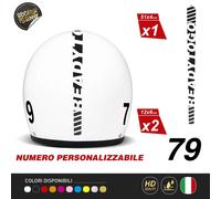 Kit 3 Adesivi Striscia Ready To Go Banda e Numero in Vinile per Tuning Casco