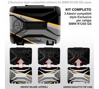 Kit 3 adesivi valigie in plastica nera BMW R1250GS EXCLUSIVE borse nere vario