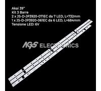 KIT 3 BARRE STRIP 10 LED TV MASTER AKAI JS-LB-D-JP3920