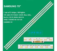 KIT 3 BARRE STRIP 60 LED TV SAMSUNG 19Y-Q60-STC750A37-3030F-BLUE-60 LUCE BLU