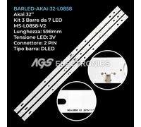 KIT 3 BARRE STRIP 7 LED TV AKAI MS-L0858-V2
