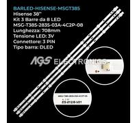 KIT 3 BARRE STRIP 8 LED TV HISENSE MSG-T385-2835-03A-4C2P-08