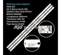 KIT 3 BARRE STRIP 8 LED TV MIIA 32INCH-WS-V3.0-PITCH-80MM-8SERIE