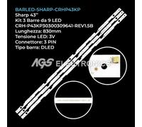 KIT 3 BARRE STRIP 9 LED TV SHARP CRH-P43KP30300309641-REV1.1