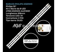KIT 3 BARRE STRIP LED TV PHILIPS 4708-K320WD 32PFL3045 TCL LE32D59