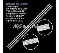 KIT 3 BARRE STRIP LED TV SAMSUNG UE 40 J V5DN-395SM0-R2 BN96-37622A HG40ND460
