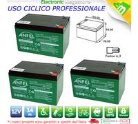 KIT 3 BATTERIE ERMETICA RICARICABILE PIOMBO 12V 14Ah VEICOLI ELETTRICI CICLICA