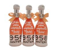 KIT 3 BOTTIGLIE - Bottiglia personalizzata Spumante SANTERO BABY MINI PICCOLA con scritta ed emoticon personalizzabili, Fiocco con dettaglio unico da scegliere in fase di personalizzazione