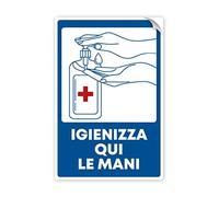 Kit 3 Cartelli Segnaletici Punto Sanificazione Mani 20x30 cm | Cartelli Adesivi EasyDOT Indicazione postazione gel disinfettante (non lascia residui di colla) per Vetro e Superfici Piane