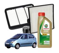 Kit 3 Filtri + 3lt Olio Motore Castrol 5w30 C3 Chevrolet Matiz 1.0 Dal 2005
