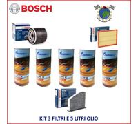 Kit 3 Filtri Bosch + 5 Litri Olio 5W30 per CITROEN C4 III DS OPEL CORSA F MOKKA