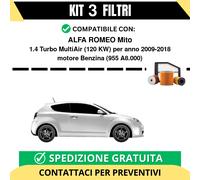 Kit 3 Filtri Tagliando per ALFA ROMEO Mito 1.4 Turbo MultiAir 120 kw Benzina ...