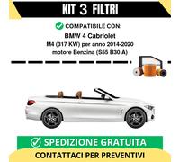 Kit 3 Filtri Tagliando per BMW 4 Cabriolet M4 317 kw Benzina 2014-2020