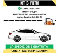 Kit 3 Filtri Tagliando per BMW 4 Coupé M4 GTS 368 kw Benzina 2016-2019