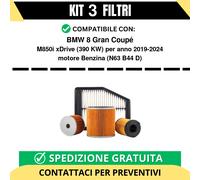 Kit 3 Filtri Tagliando per BMW 8 Gran Coupé M850i xDrive 390 kw Benzina 2019-...